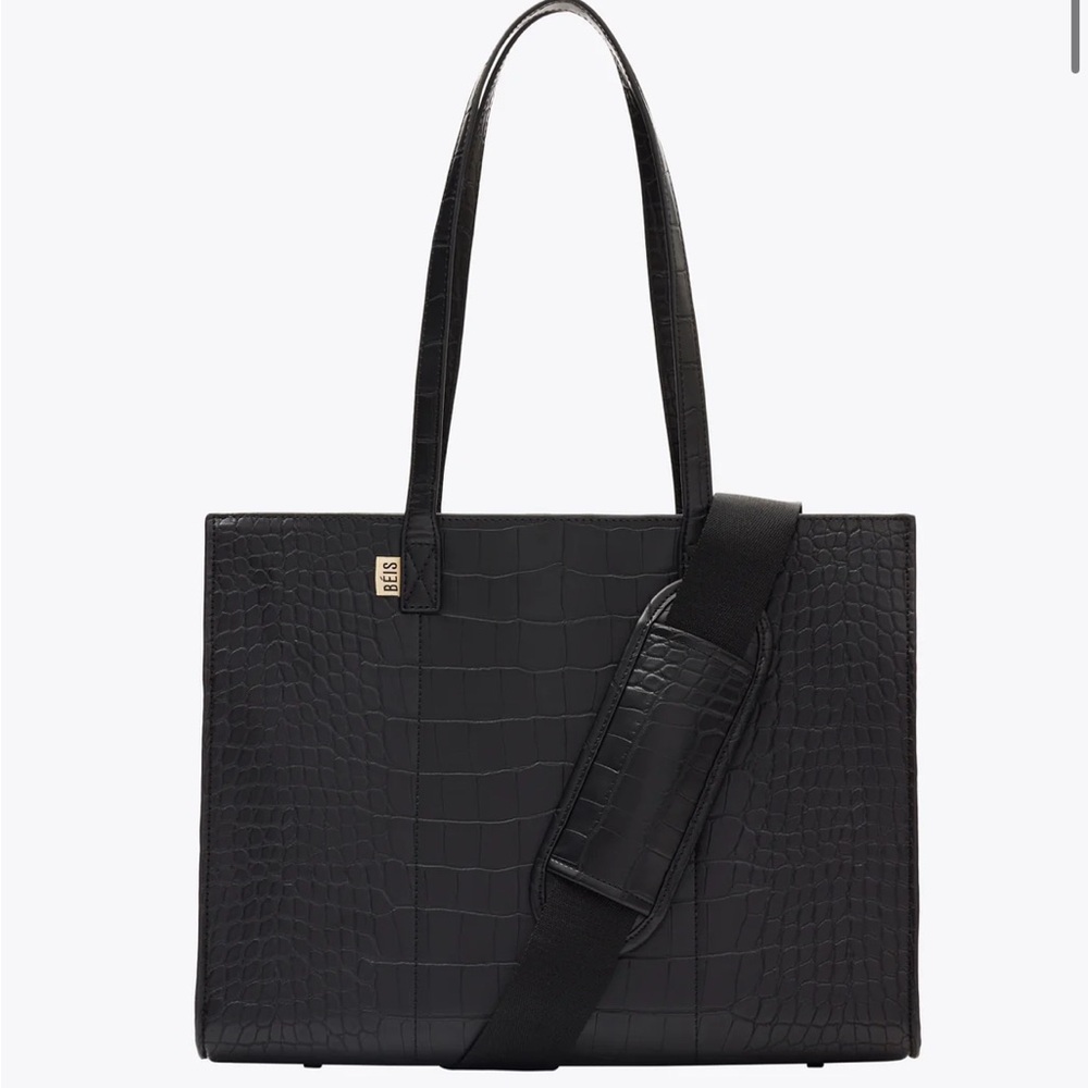 BEIS The Work Tote in Black Croc